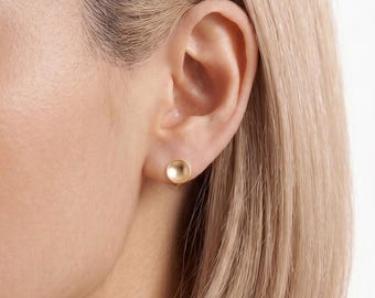 14k Solid Gold Small Concave Circle Hoop Earring, Minimalist Earring, Small Hinged Cartilage Huggie Hoop Earring