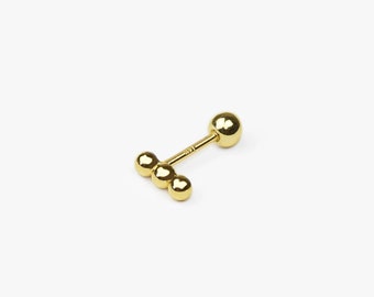 14k Solid Gold Small Ball Stick Stud Earring, Tiny Stud Earring, Dainty Bar Stud Earrings, Minimalist Earrings, Helix Cartilage Piercing