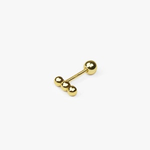 14k Solid Gold Small Ball Stick Stud Earring, Tiny Stud Earring, Dainty Bar Stud Earrings, Minimalist Earrings, Helix Cartilage Piercing