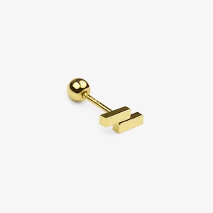 14k Solid Gold Small Double Bar Stud Earring, Dainty Line Earring, Tiny Stick Earring, Minimalist Earring, Helix Cartilage Piercing, Gift