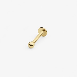 14k Solid Micro Ball Internally Threaded Labret Stud Earring, 1.8mm Ball Stud, 18Gauge, Lobe Tragus Cartilage  Helix Piercing, Small Earring