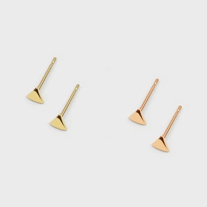 14k Solid Gold Tiny Triangle Stud Earrings, Dainty Earrings, Mini Earrings, Small Stud Earrings, Second Hole Earrings, Micro Earrings, Gift