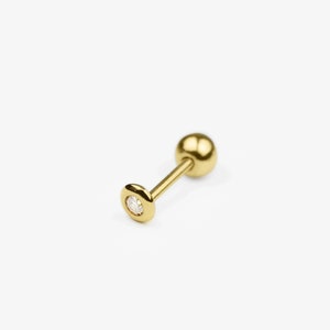 14k Solid Gold Tiny CZ Stud Earring, Micro Stud, Dainty Small Earring, Minimalist Earring, Helix Cartilage Piercing, Second Hole Earring