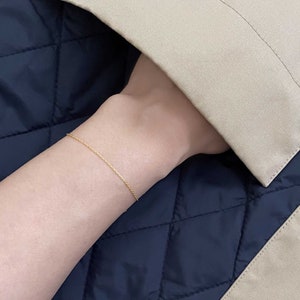 14k Solid Gold Thin Chain Bracelet, Simple Minimalist Gold Bracelet, Layered Dainty Bracelet, Adjustable Bracelet, Everyday Bracelet