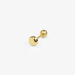 14k Solid Gold Small Wavy Circle Stud Earring, Tiny Disc Stud Earring, Dainty Stud Earring, Minimalist Earrings, Helix Cartilage Piercing