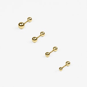 14k Solid Gold Ball Stud Earring, Small Earring, Dainty Screw Back Stud Earring, 14k Gold Earring, Tiny Dot Stud Earring, Ear Piercing