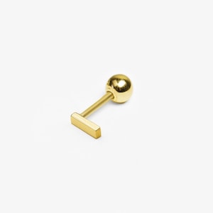 14k Solid Gold Tiny Rectangle Bar Stud Earring, Dainty Piercing, Small Gold Earring, Minimalist Earring, Cartilage Helix Piercing