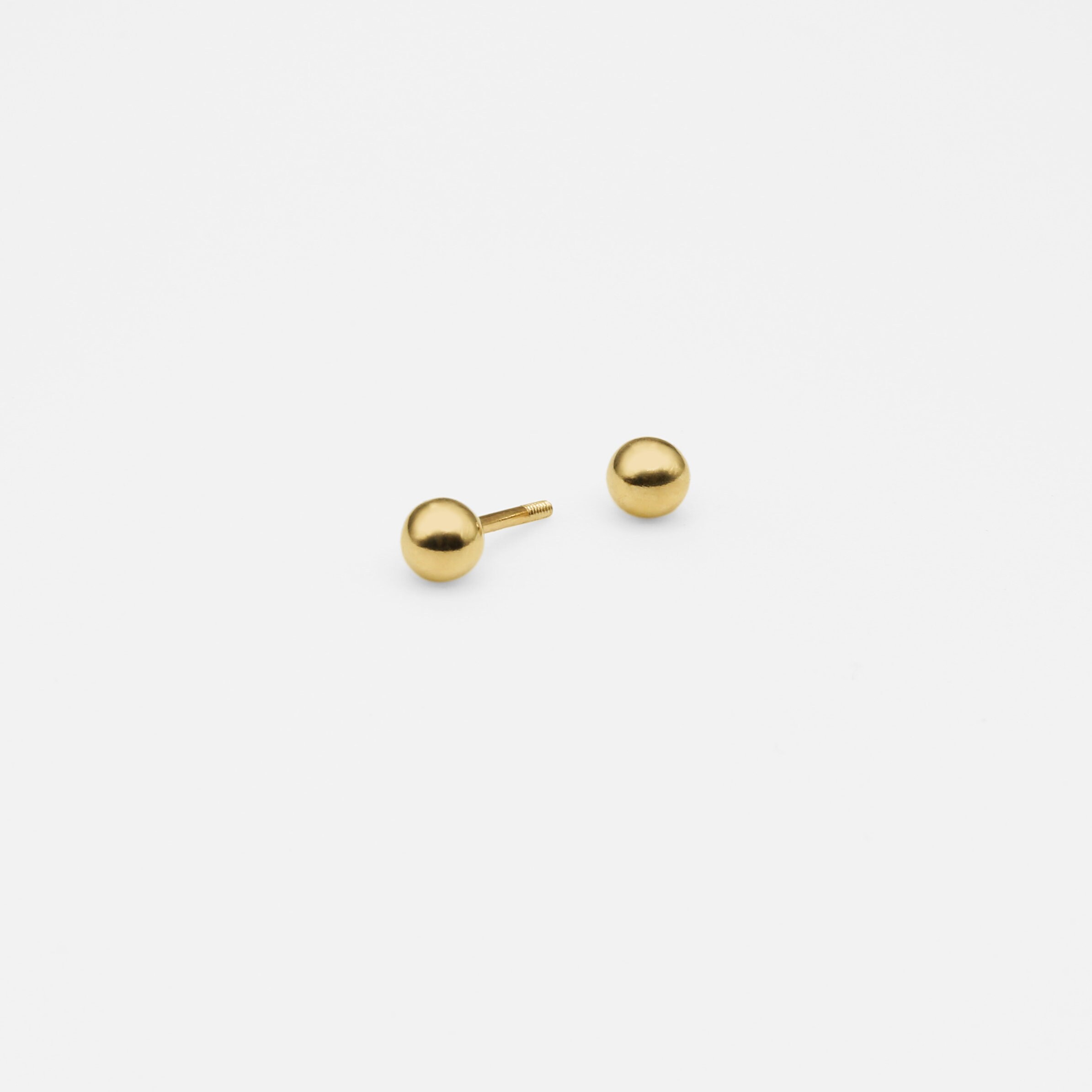 14k Solid Gold 4.5mm Double Ball Stud Earring Small Stud Etsy