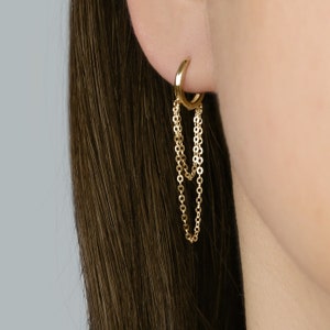 Orecchino a cerchio doppio in oro massiccio 14k, orecchino a cerchio pendente, orecchino a cerchio Huggie, orecchino a cerchio pendente, orecchino a cerchio con cerniera in oro