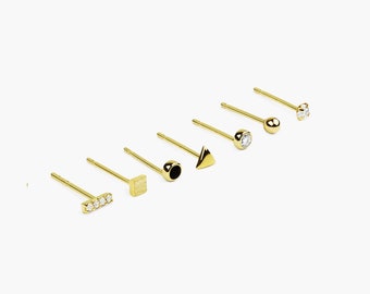 14k Solid Gold Micro Single Stud Earring, Tiny Stud Earring, Minimalist Earring, Dainty Gold studs, Mix and Match Earring, Everyday Earring