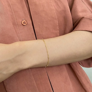 14k Solid Gold Ball Chain Bracelet, Simple Minimalist Gold Bracelet, Dainty Bracelet, Adjustable Bracelet,Everyday Bracelet,Layered Bracelet