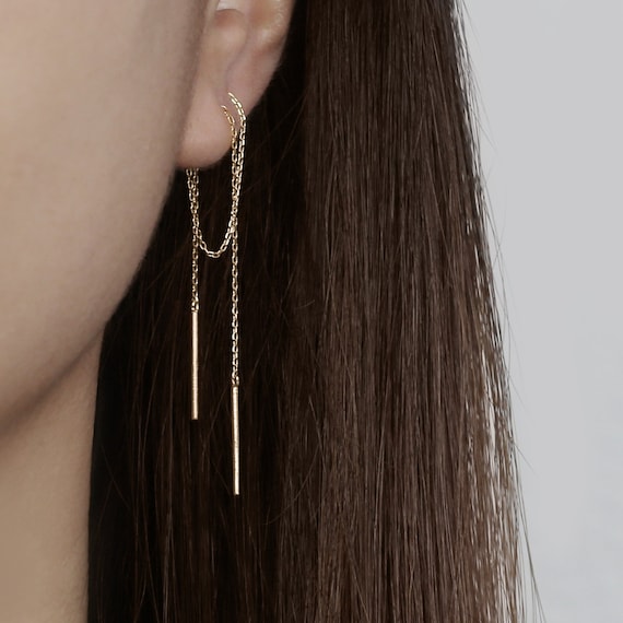 Extra long gold chain earrings hot sale