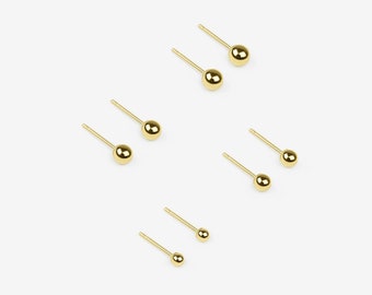 14k Solid Gold Small Ball Stud Earrings, Tiny Ball Stud Earrings, Dainty Gold Earring,2mm 3mm 4mm 5mm,Everyday Simple Gold Dot Stud Earrings