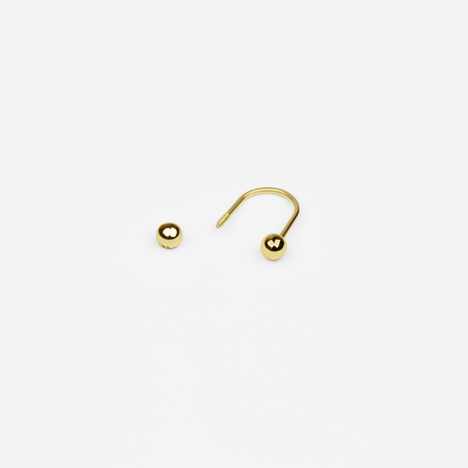 14k Solid Gold Multiway Ball Earring Ball Piercing Unique Etsy