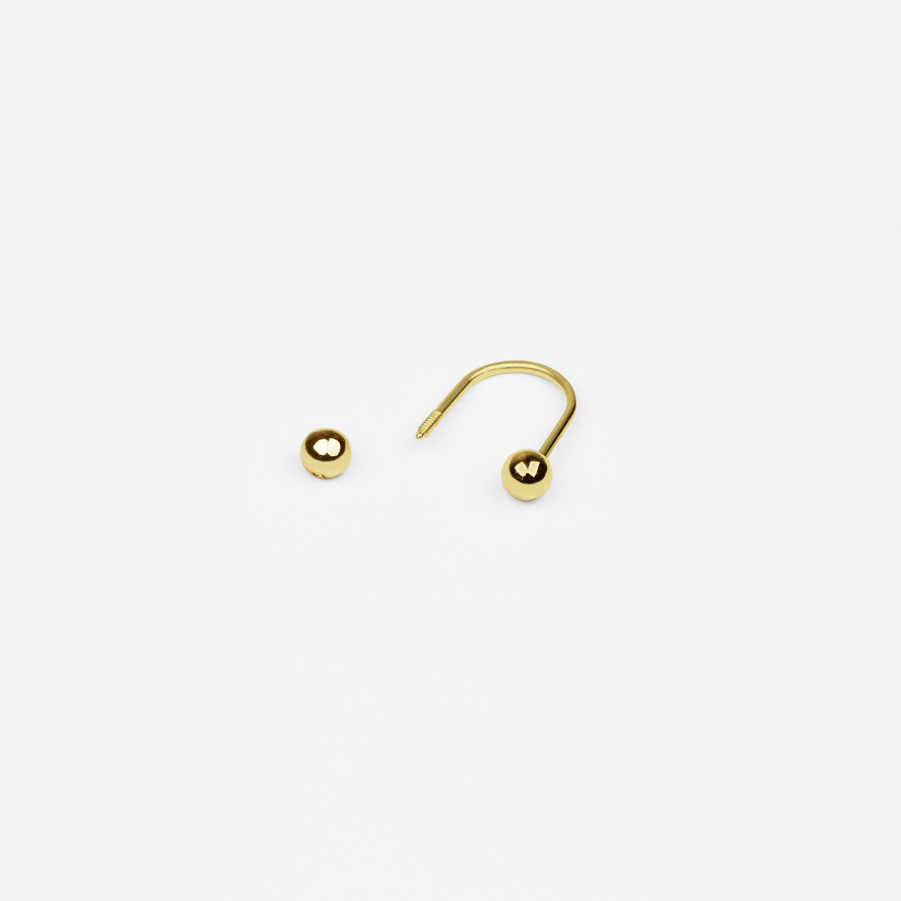 14k Solid Gold Multiway Ball Earring Ball Piercing Unique Etsy