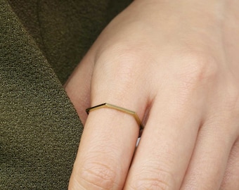 14k Solid Gold Hexagonal Ring, Geometric Ring, Simple Gold Ring, Minimalist Jewelry, Gold Layered Ring, Unique Stack Ring, Ring Band