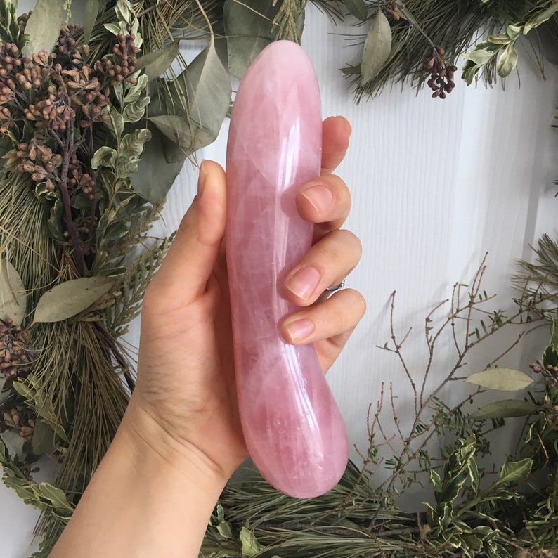 THE LARGE CURVED Rose quartz crystal Wand Yoni - gift for her gift for women Shakti rose quartz - Goddess Wand 