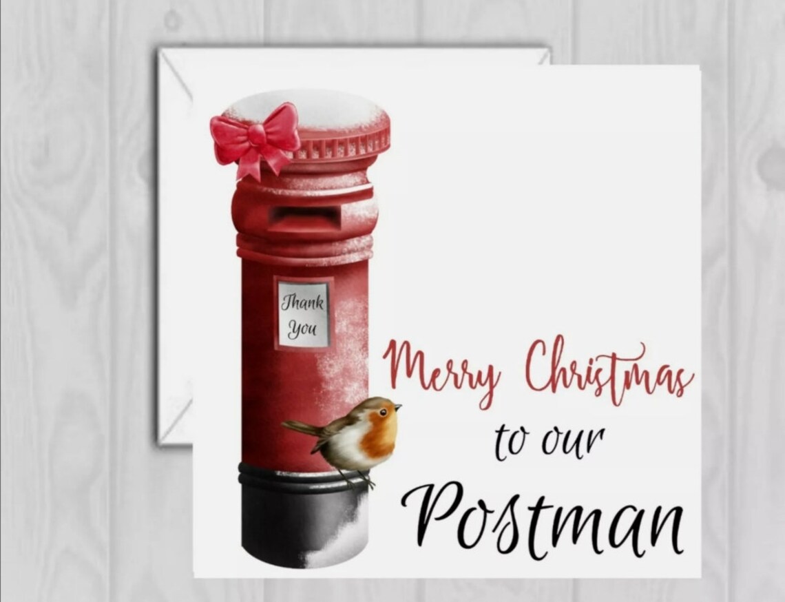 Merry Christmas postman card thank you greetingsu Etsy
