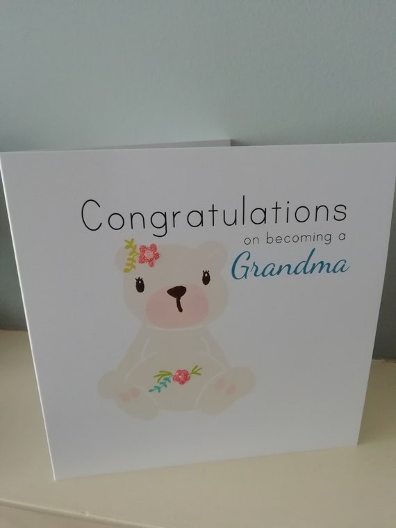 congratulations on becoming a grandma grandparent teddy granny nan nanny gran glitter detail greetings congratulations grandma card