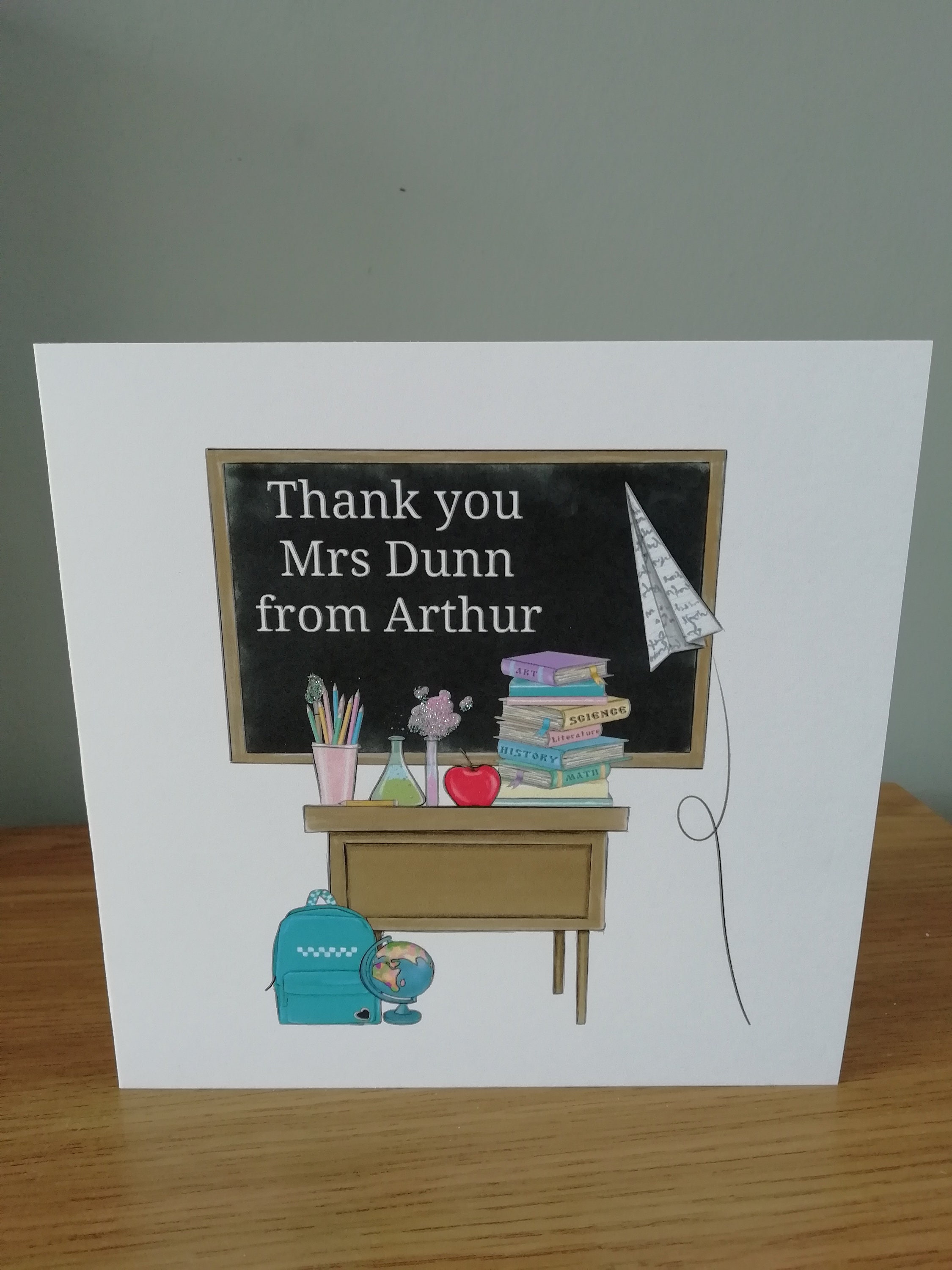 Personalised teacher card thank you tutor professor card Etsy