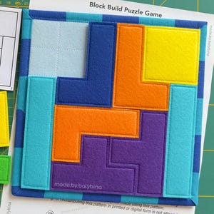 PDF, FCM, SVG Block Build Puzzle Game Sewing Pattern + Instructions