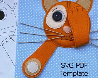 SVG, PDF Peek-a-Boo Cat-sjabloon, rustige boekenpagina voor YouTube-zelfstudie