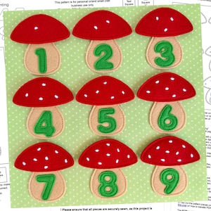 PDF, FCM, SVG "Mushroom Counting" Quiet Book Page Pattern + Sewing Instructions