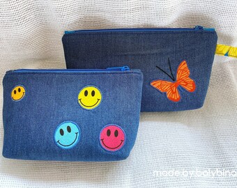 Upcycled denim fabric zippered bags