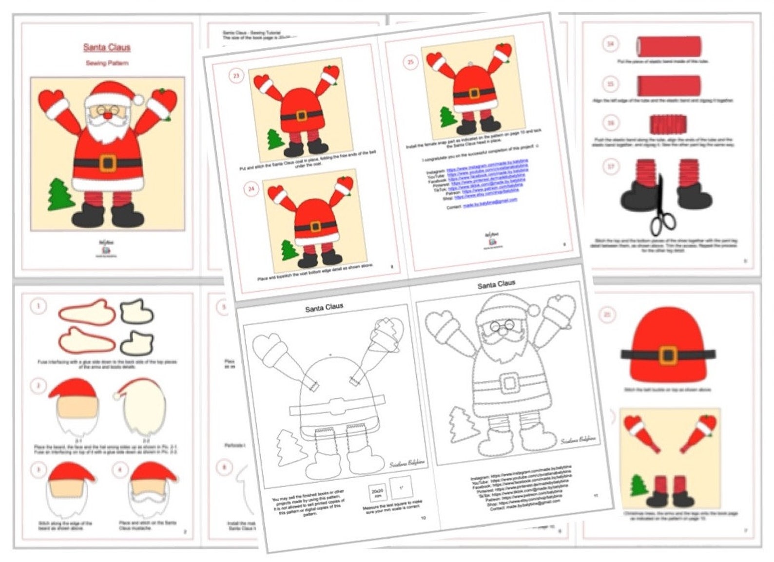 PDF, FCM, SVG Santa Claus Sewing Pattern + Instructions - Etsy
