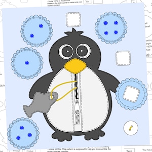 PDF, FCM, SVG Penguin With Snowballs Quiet Book Page Pattern + Instructions