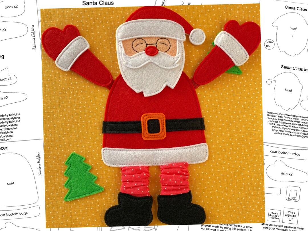 PDF, FCM, SVG Santa Claus Sewing Pattern + Instructions - Etsy
