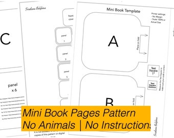 PDF, FCM, SVG Mini-boekpagina's patroon | Geen dieren, geen instructies