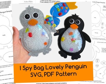 SVG, PDF Lovely Penguin Template, Quiet Book Activity Page for YouTube Tutorial