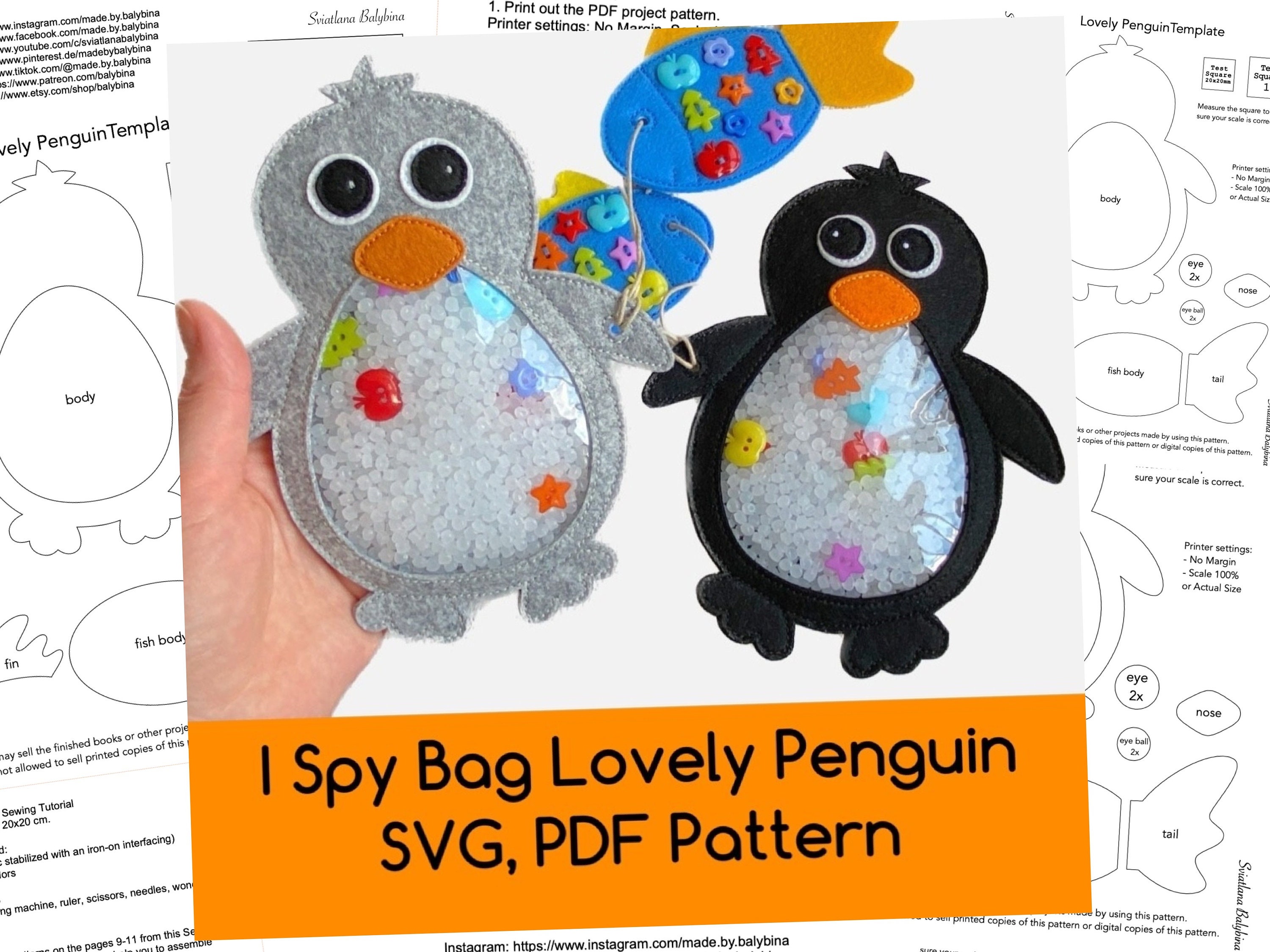 SVG、PDF 素敵なペンギンのテンプレート、YouTube チュートリアルの  