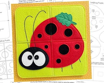 PDF, FCM, SVG Ladybug Puzzle Pattern + Sewing Instructions