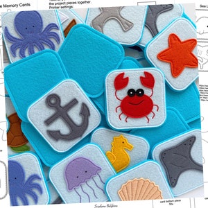 PDF, FCM, SVG Cartamodello per cucire carte da gioco Sea Life Memory + istruzioni