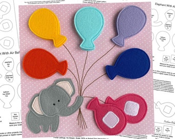 PDF, FCM, SVG Elephant With Air Balloons Quiet Book Page Pattern + Sewing Instructions