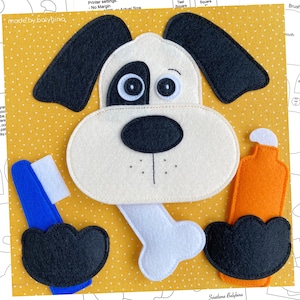 PDF, FCM, SVG Brushing Your Dog&#39;s Teeth Quiet Book Page Pattern + Sewing Instructions