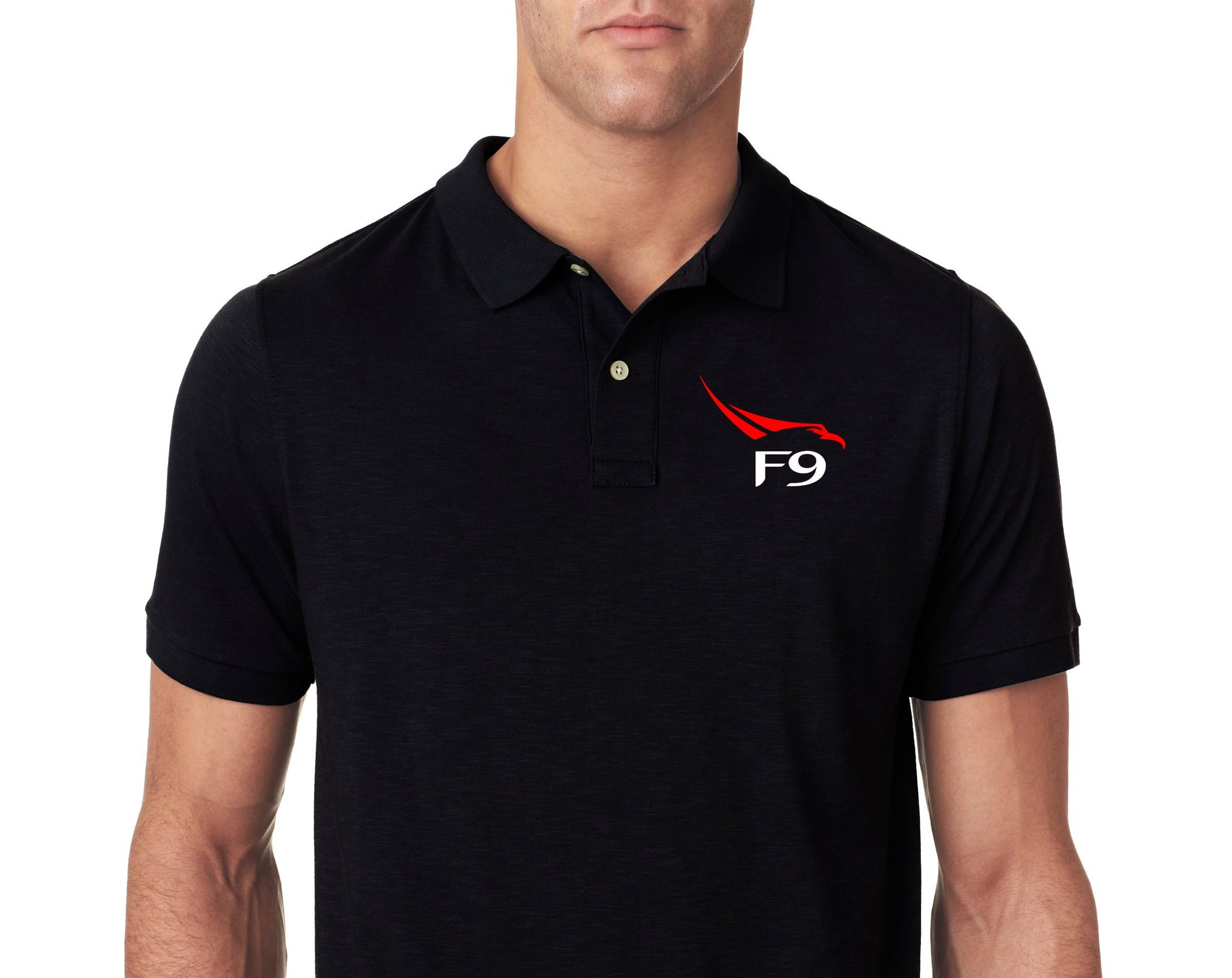 FALCON 9 F9 FH heavy spacex space x elon musk tesla rocket Embroidered Polo Shirt