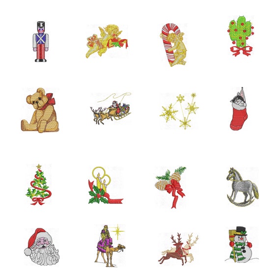 16pc Set Christmas Machine Embroidery Designs Instant Etsy