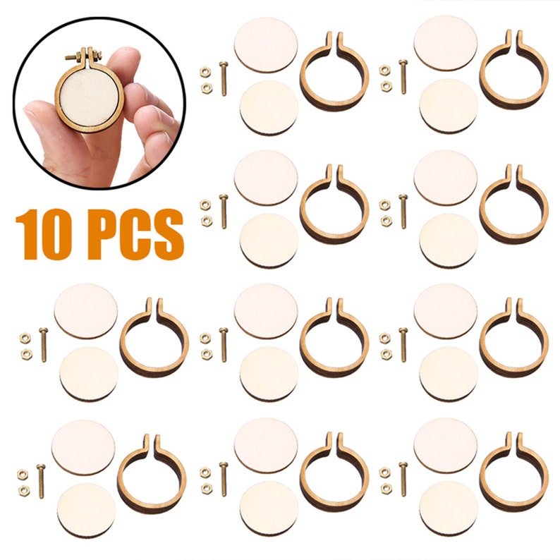 10 pcs Mini Embroidery Hoop Ring Wooden Cross Stitch Frame DIY Crafts Needle Art 10 pcs Mini Embroidery Hoop Ring Wooden Cross Stitch Frame DIY Crafts Needle Art