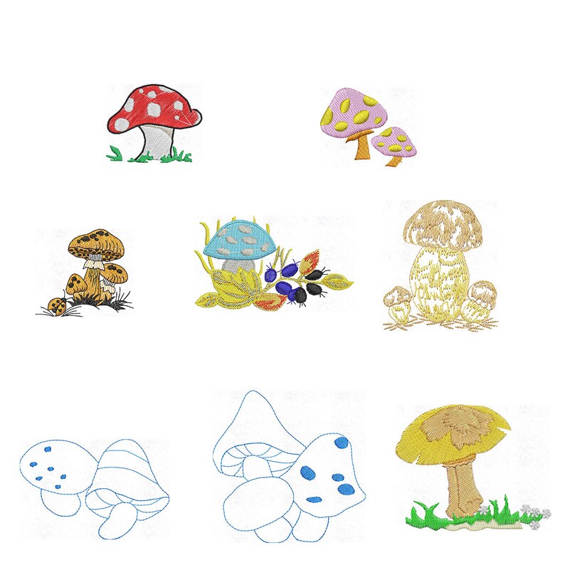 Mushroom COLLECTION Embroidery Designs / INSTANT Download | Etsy