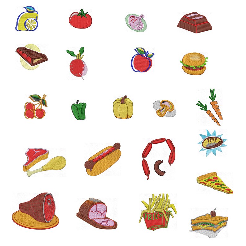 Food embroidery designs  instant download machine embroidery  etsy