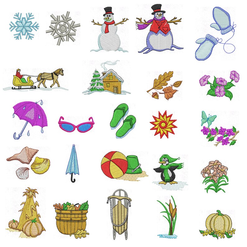 Four Seasons Embroidery Machine Embroidery Designs Instant | Etsy