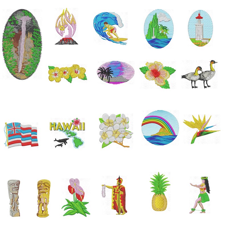 Hawaii COLLECTION embroidery designs / INSTANT download Etsy