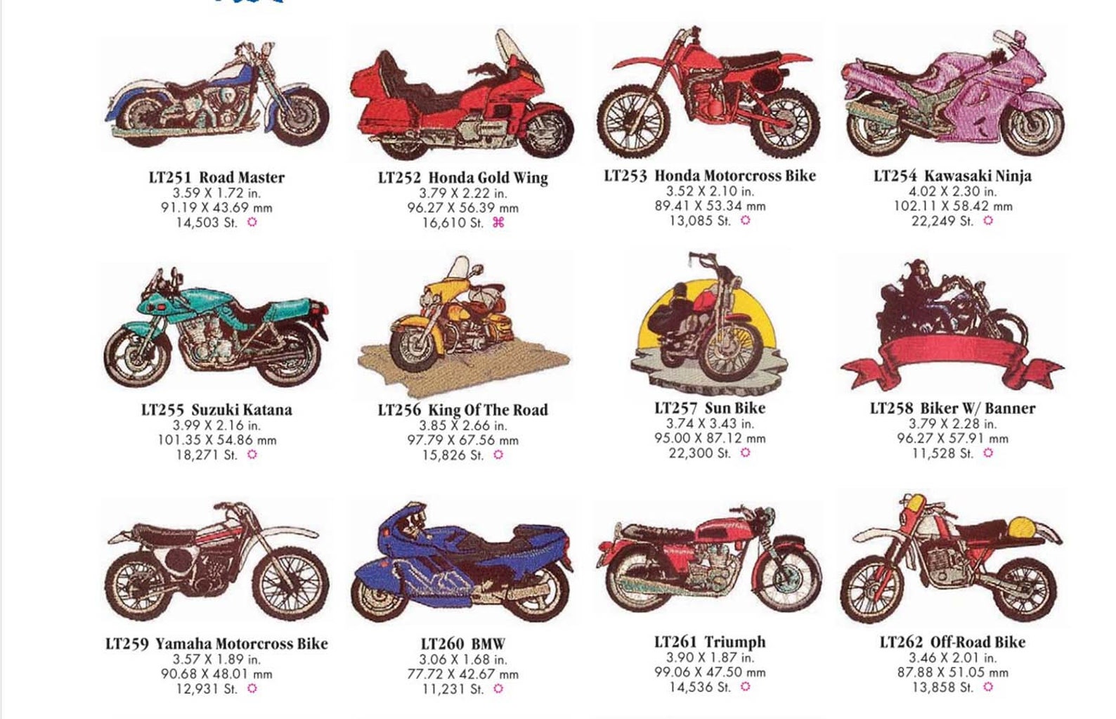 20pc set MOTORCYCLES embroidery machine patterns designs Etsy