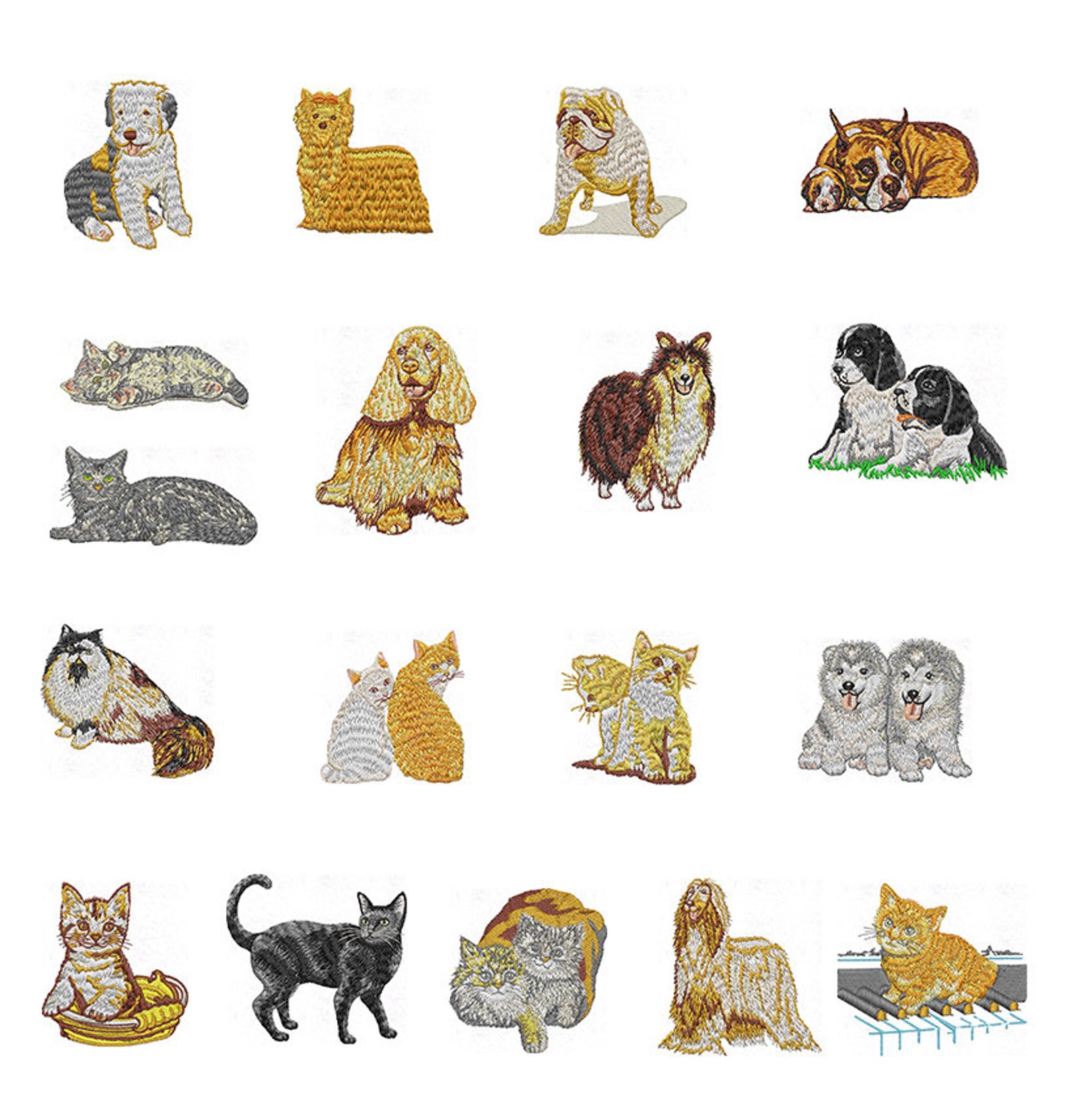 Cats and dogs embroidery machine embroidery designs instant  etsy Cats and dogs embroidery machine embroidery designs instant  etsy