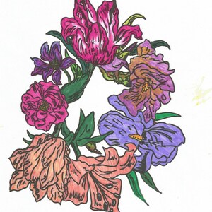 dessin coloriage zen pour adulte PDF à imprimer couronne de fleurs image 3