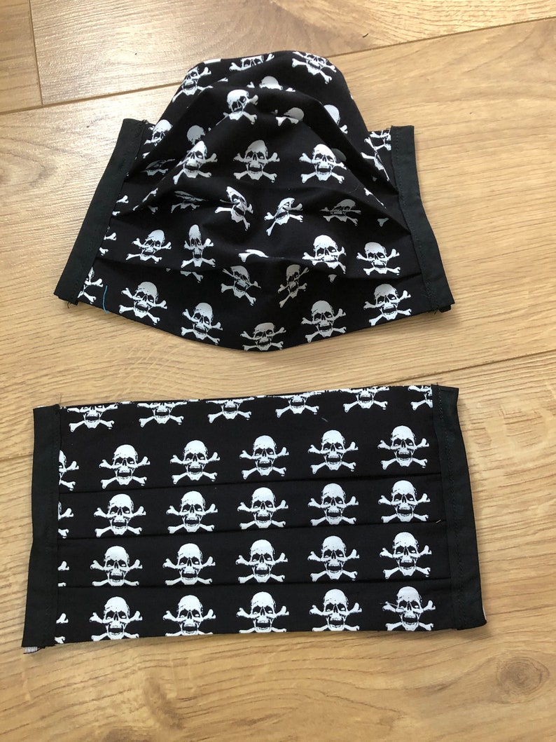 Washable Face Mask Protection Cotton Fabric Homemade Skull & image 0