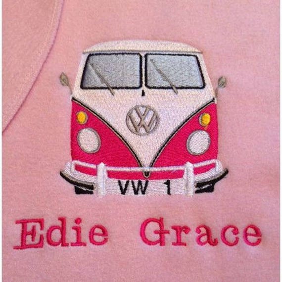 Girl Blue Personalised Vw Camper Van Embroidered Baby Blanket Boy Pink